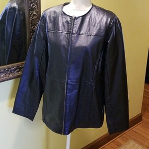 REDUCED!! Navy Blue Faux Leather Zip Jacket